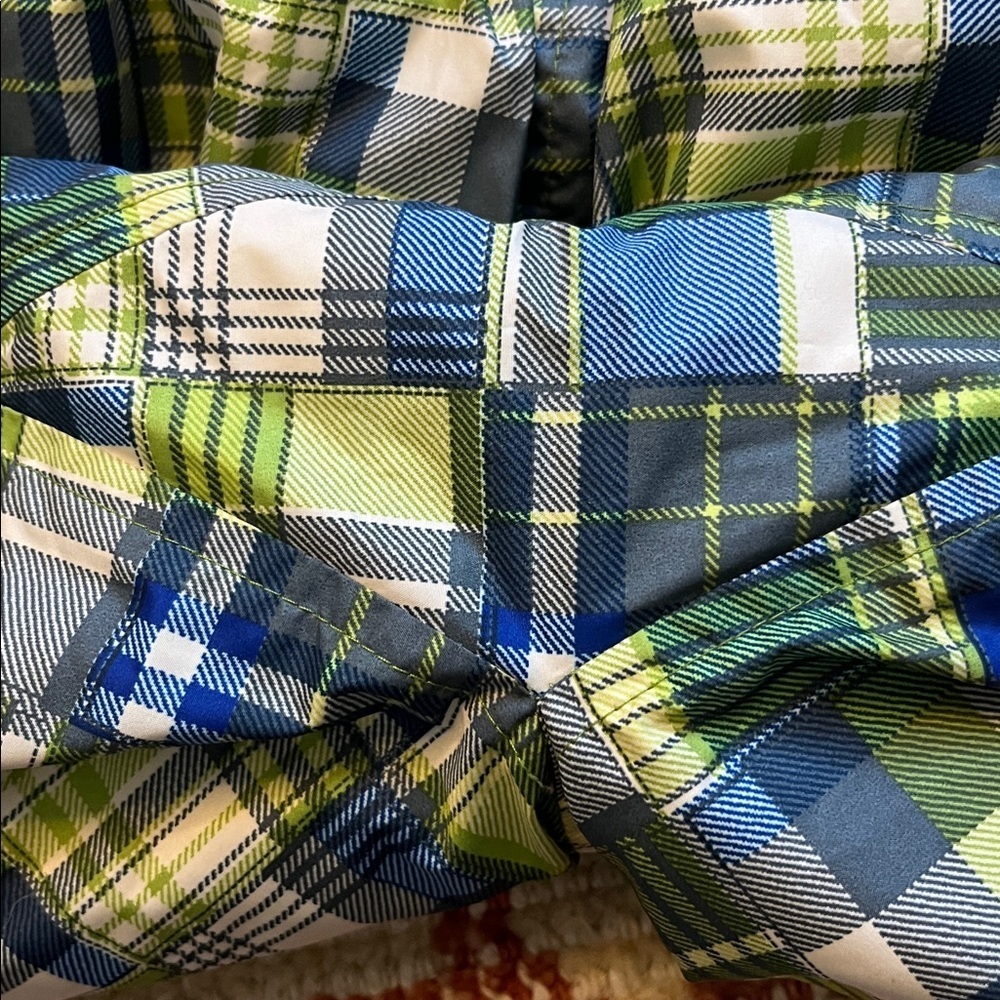 Patagonia Blue Plaid Reversible Nano Puff Snow Pants Size 6 month - Picture 8 of 8